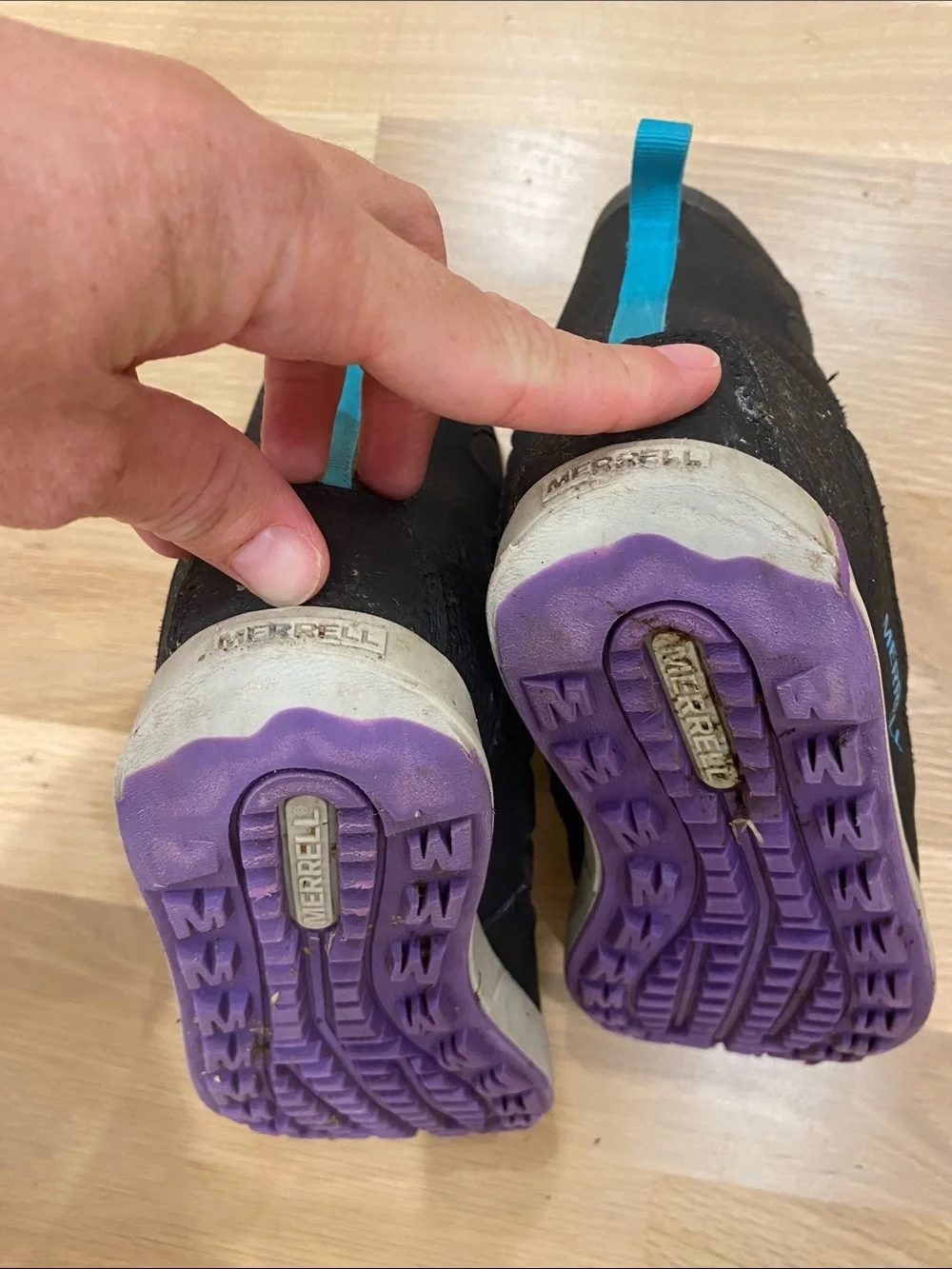 Merrell Kids Black Boots with Purple Lining and Teal Accents